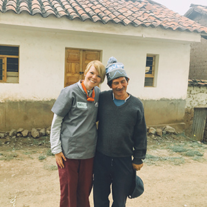 Bailey Neuhaus with a Peruvian villager.