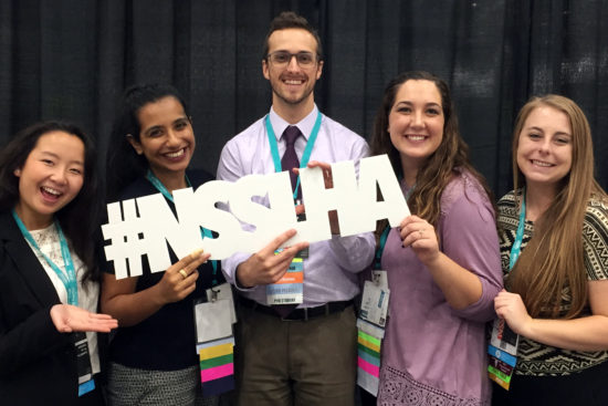 Students at the NSSLHA Lounge at ASHA Convention