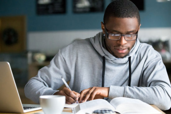 Male student studying