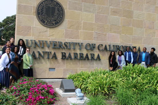 Christopher Holt on UCSB campus with peers